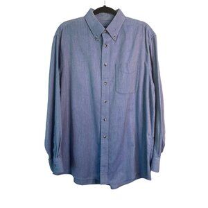 Jos. A. Bank Men's Blue Herringbone Cotton Dress Shirt Size L